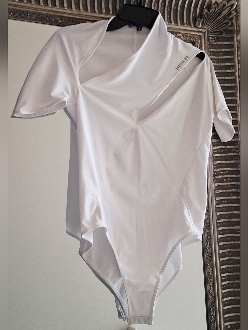 MUGLER White Lycra Double Cutout Bodysuit FR 40 US 8 M Org $620 - Picture 6 of 13